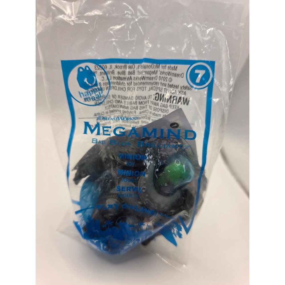 McDonalds 2010 Megamind Minion Toy 7 DreamWorks Bad Blue Brilliant Sealed Bag